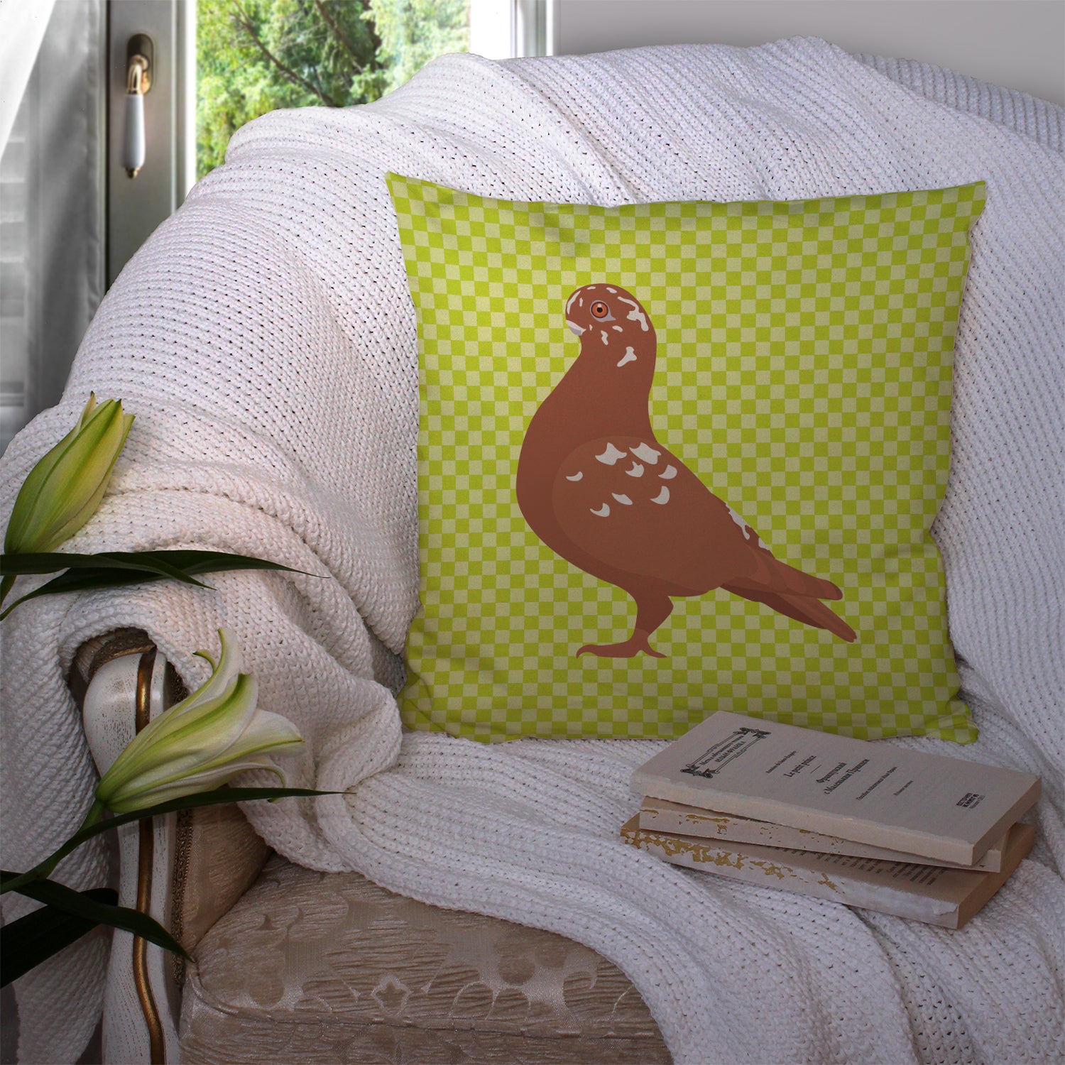 African Owl Pigeon Green Fabric Decorative Pillow BB7779PW1414 - the-store.com