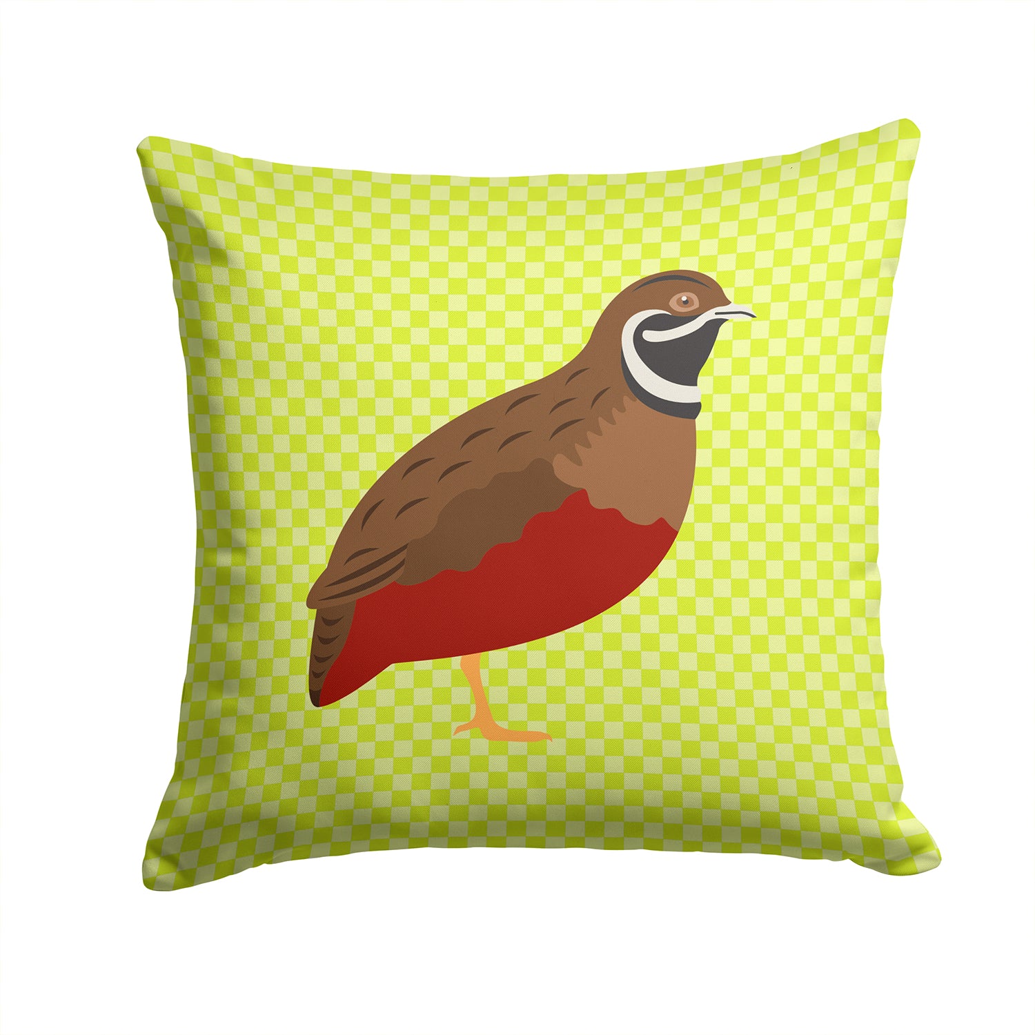 Chinese Painted or King Quail Green Fabric Decorative Pillow BB7782PW1414 - the-store.com