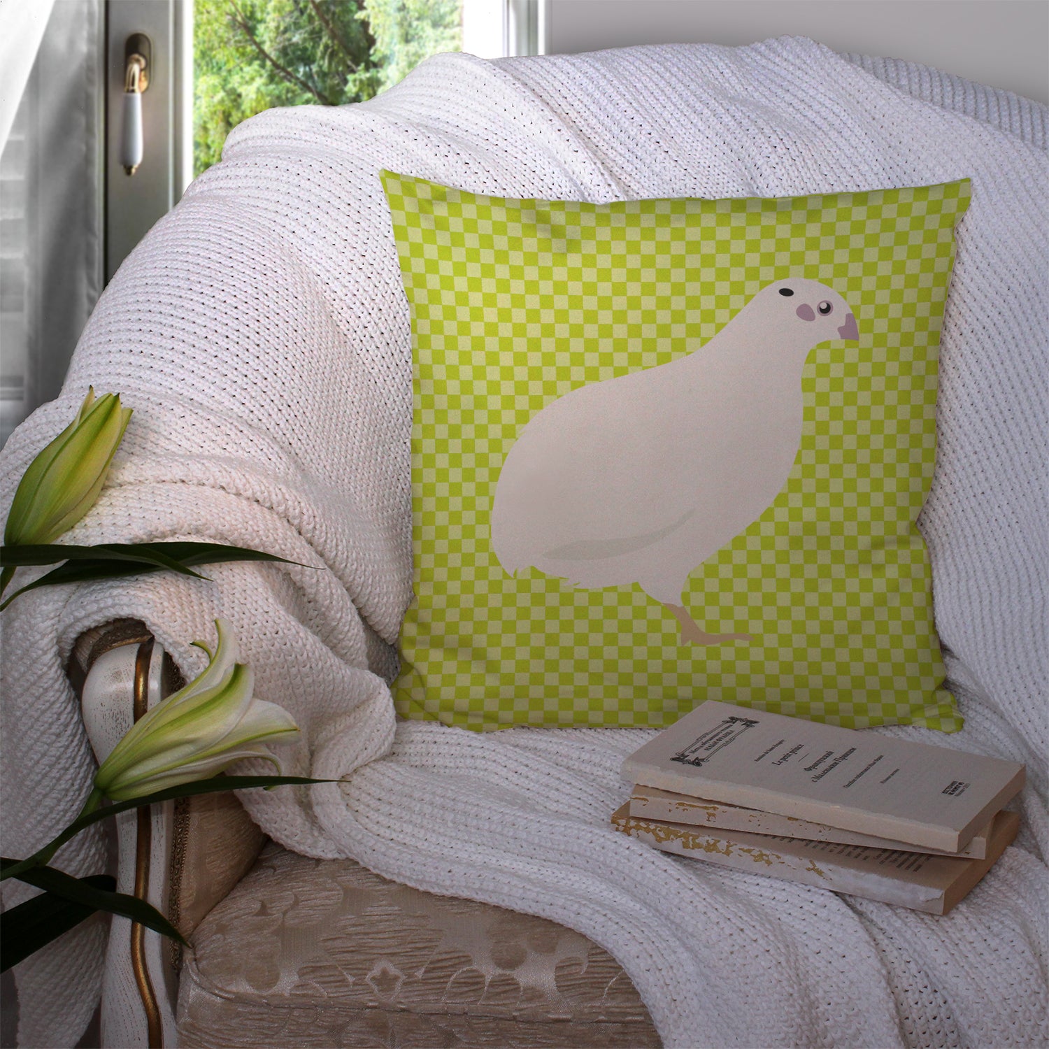 Texas Quail Green Fabric Decorative Pillow BB7783PW1414 - the-store.com
