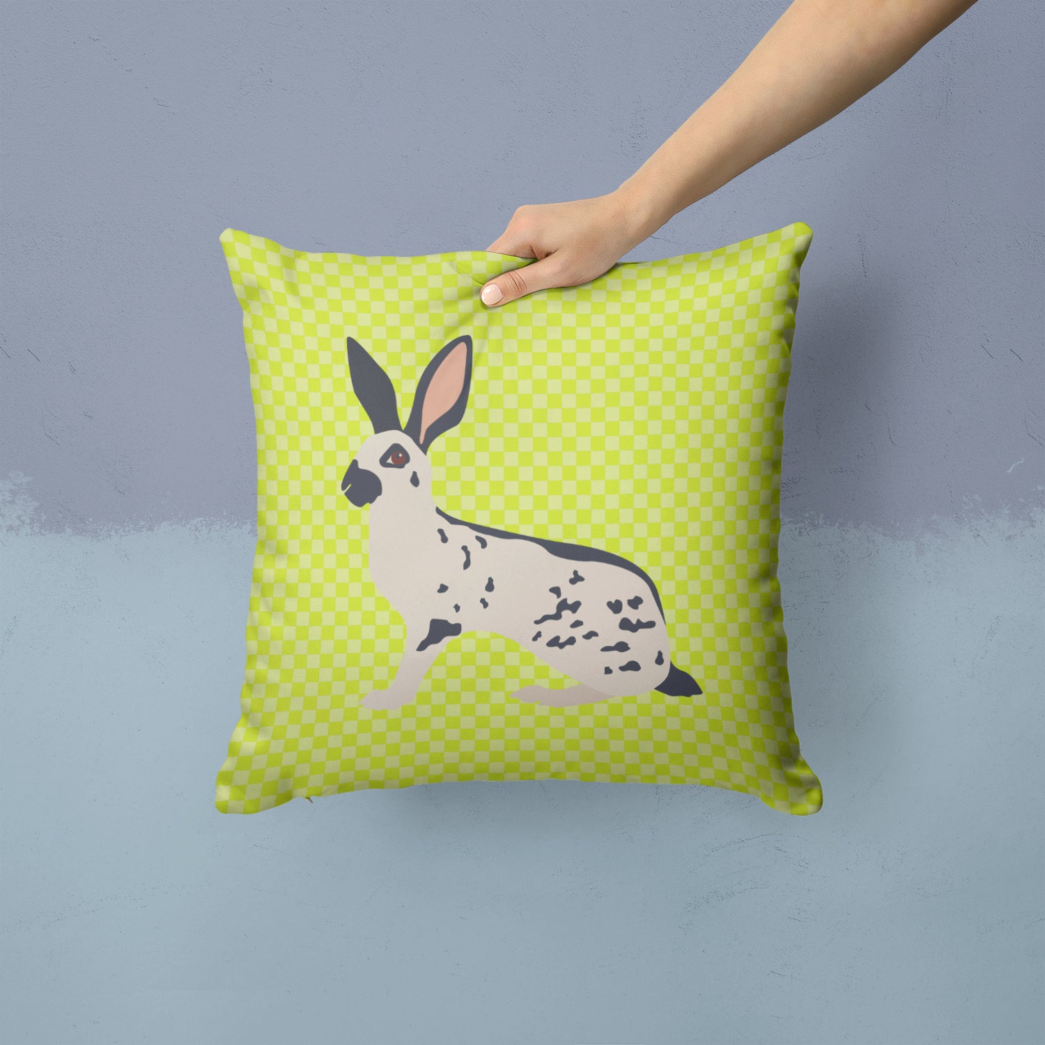 English Spot Rabbit Green Fabric Decorative Pillow BB7787PW1414 - the-store.com