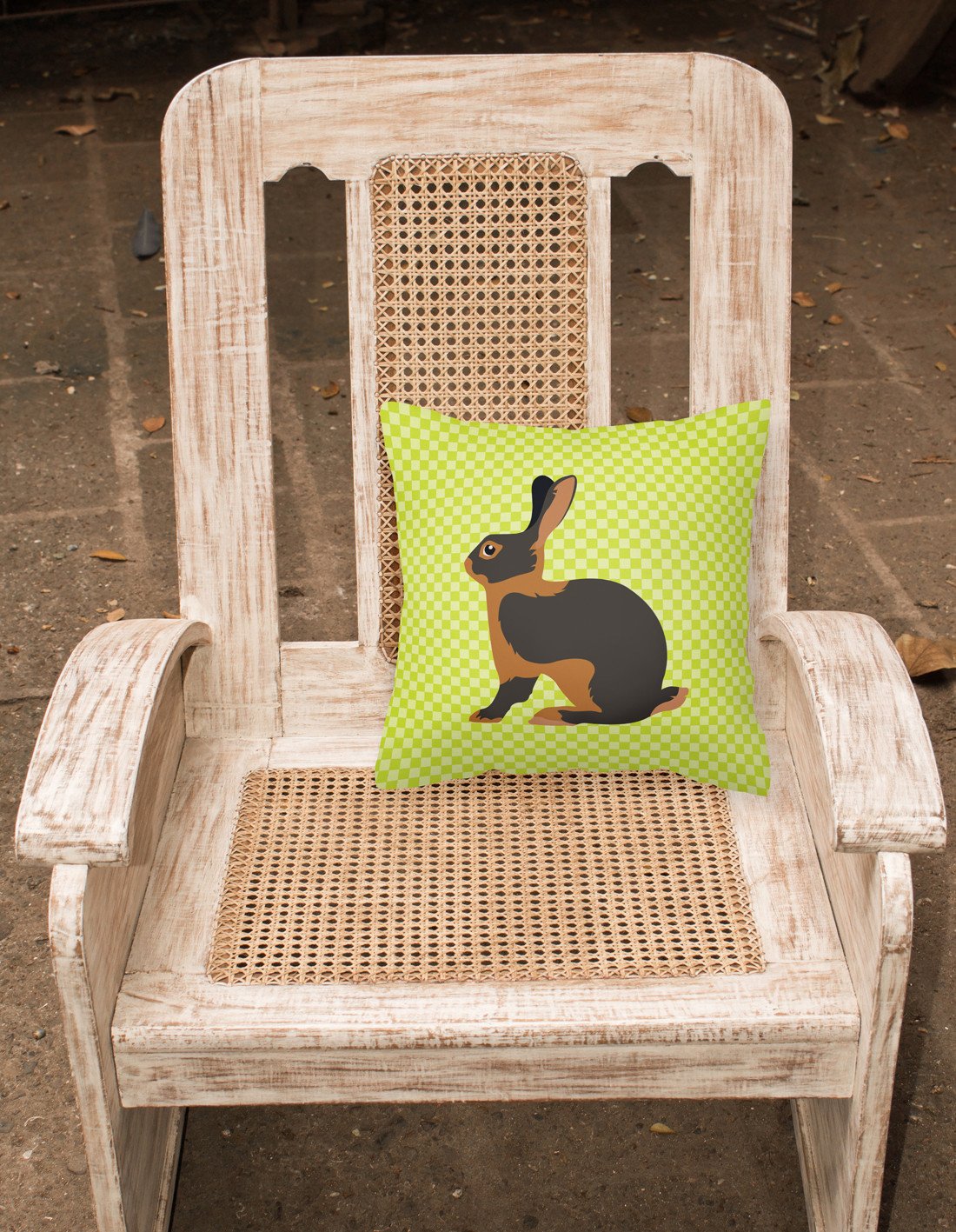 Tan Rabbit Green Fabric Decorative Pillow BB7789PW1818 by Caroline's Treasures