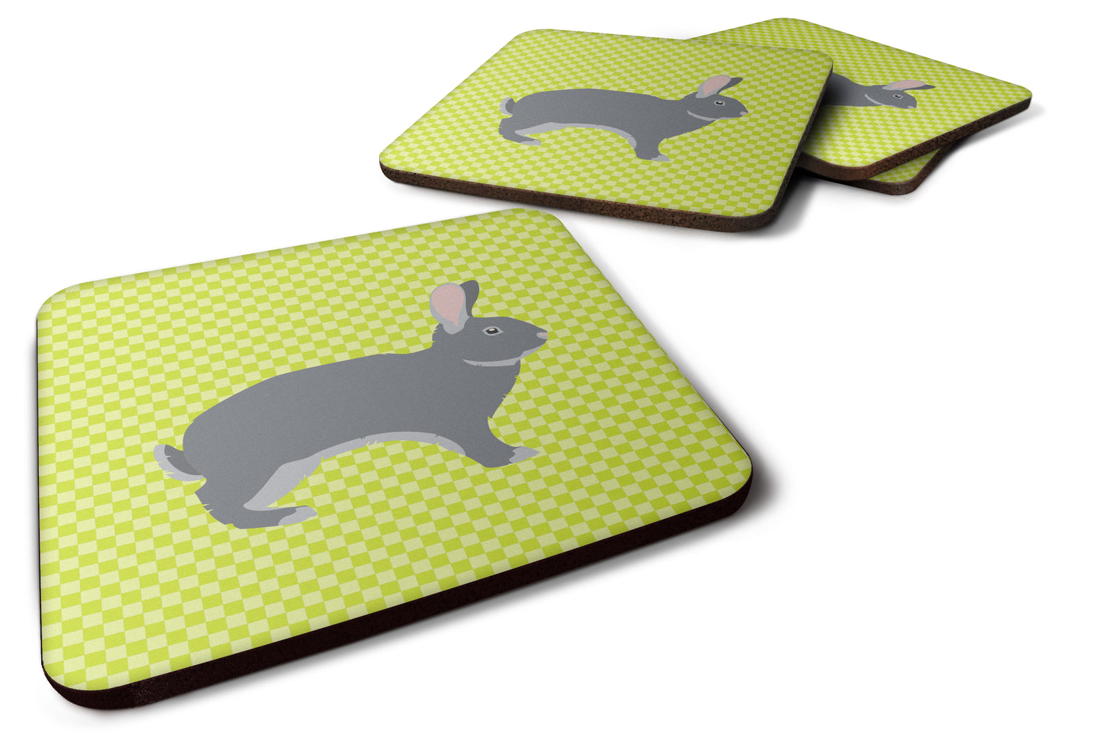 Giant Chinchilla Rabbit Green Foam Coaster Set of 4 BB7792FC - the-store.com