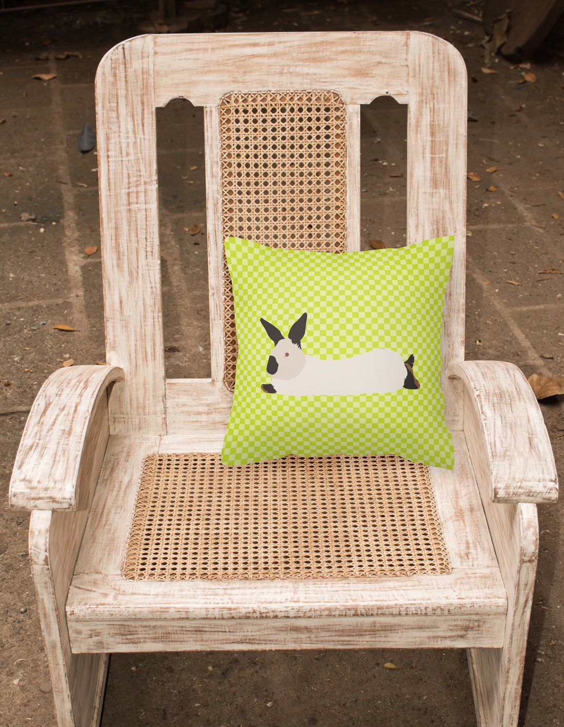 California White Rabbit Green Fabric Decorative Pillow BB7793PW1818 by Caroline's Treasures