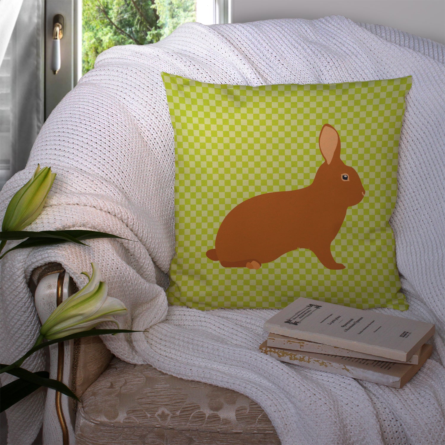 Rex Rabbit Green Fabric Decorative Pillow BB7795PW1414 - the-store.com