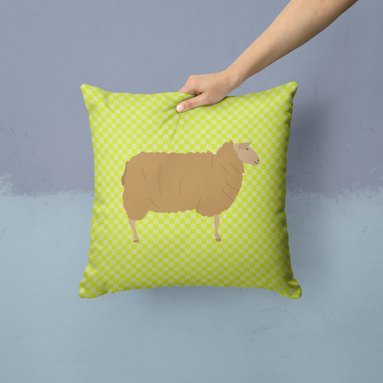East Friesian Sheep Green Fabric Decorative Pillow BB7803PW1414 - the-store.com