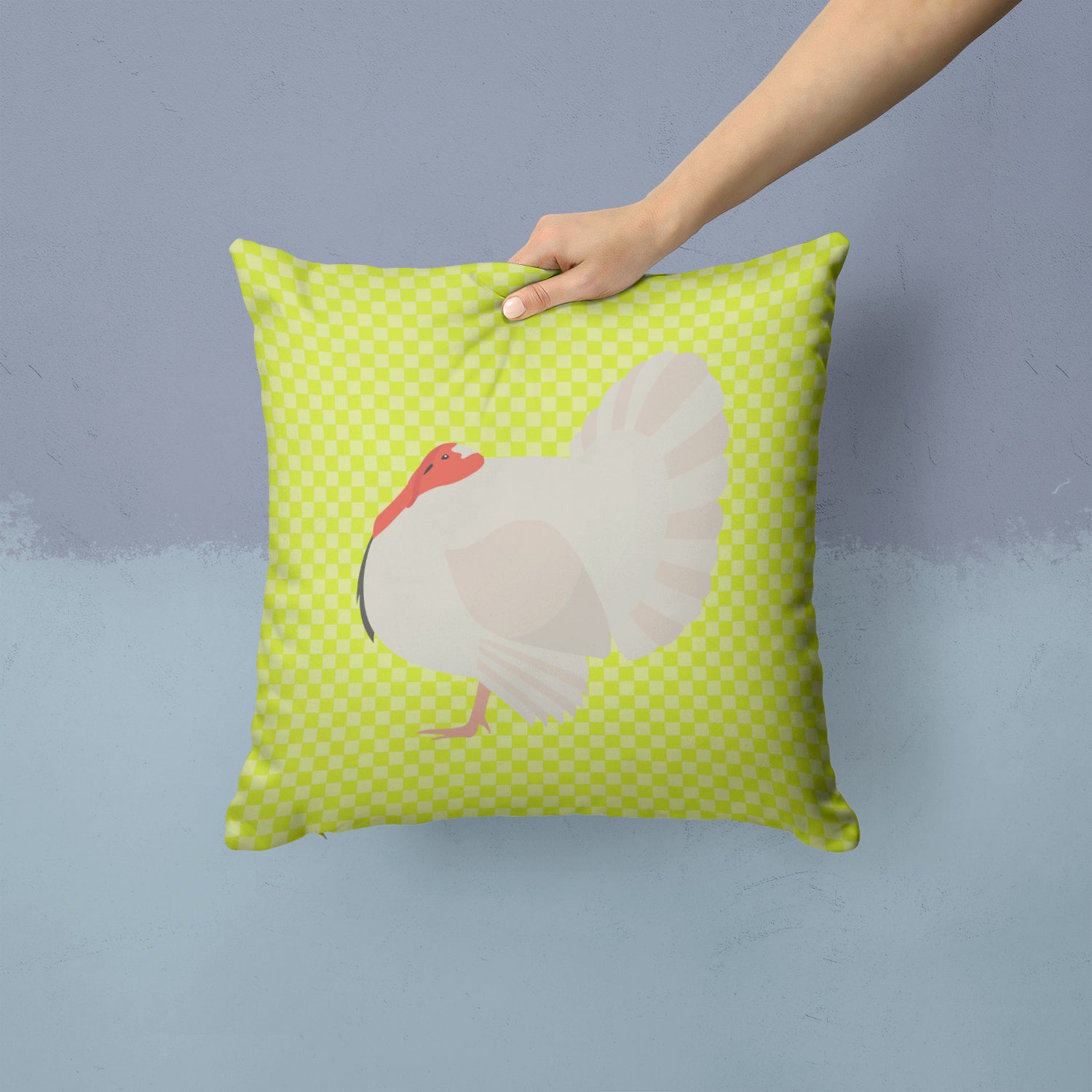 White Holland Turkey Green Fabric Decorative Pillow BB7809PW1414 - the-store.com