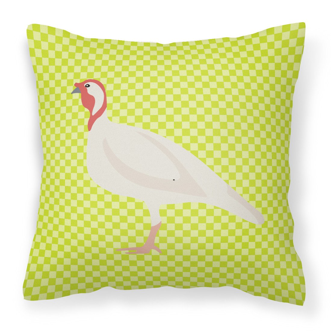 Beltsville Small White Turkey Hen Green Fabric Decorative Pillow BB7815PW1818 by Caroline&#39;s Treasures