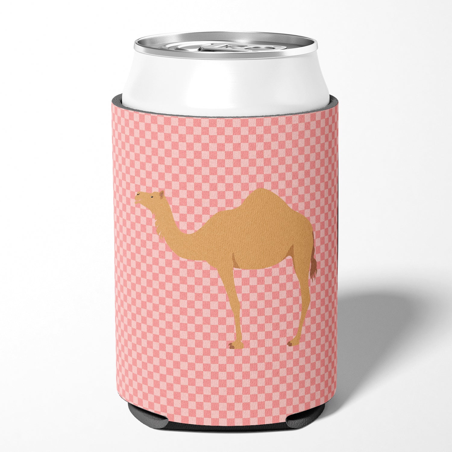 Arabian Camel Dromedary Pink Check Can or Bottle Hugger BB7817CC  the-store.com.
