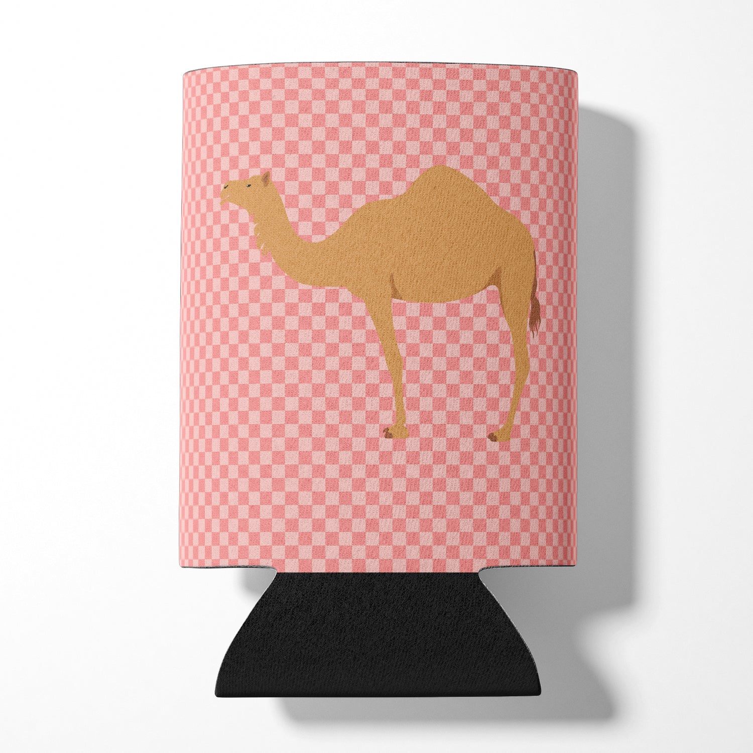 Arabian Camel Dromedary Pink Check Can or Bottle Hugger BB7817CC