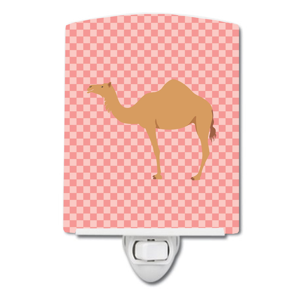 Arabian Camel Dromedary Pink Check Ceramic Night Light BB7817CNL - the-store.com