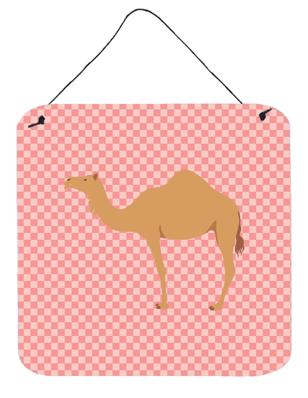 Arabian Camel Dromedary Pink Check Wall or Door Hanging Prints BB7817DS66 by Caroline&#39;s Treasures