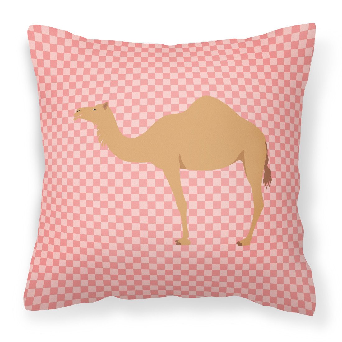 Arabian Camel Dromedary Pink Check Fabric Decorative Pillow BB7817PW1818 by Caroline&#39;s Treasures