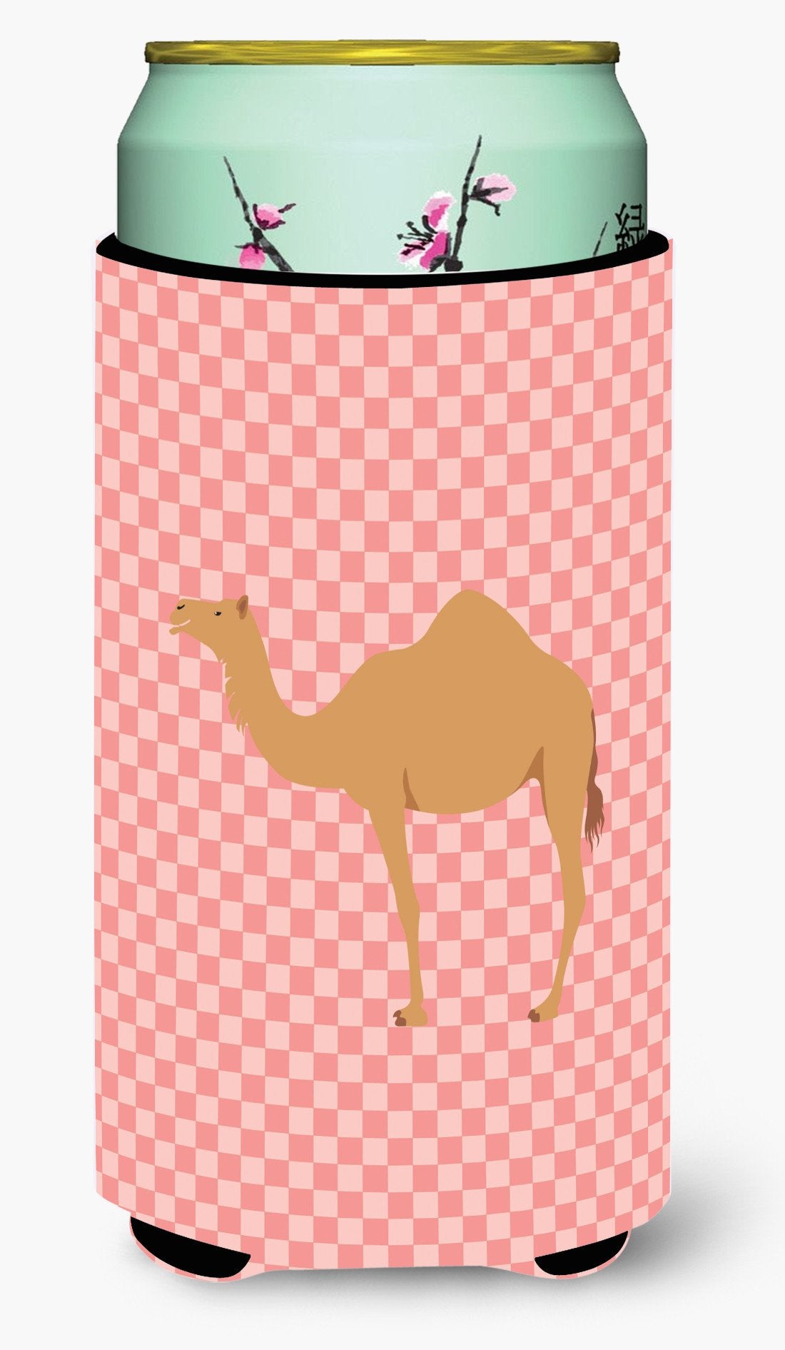 Arabian Camel Dromedary Pink Check Tall Boy Beverage Insulator Hugger BB7817TBC by Caroline&#39;s Treasures