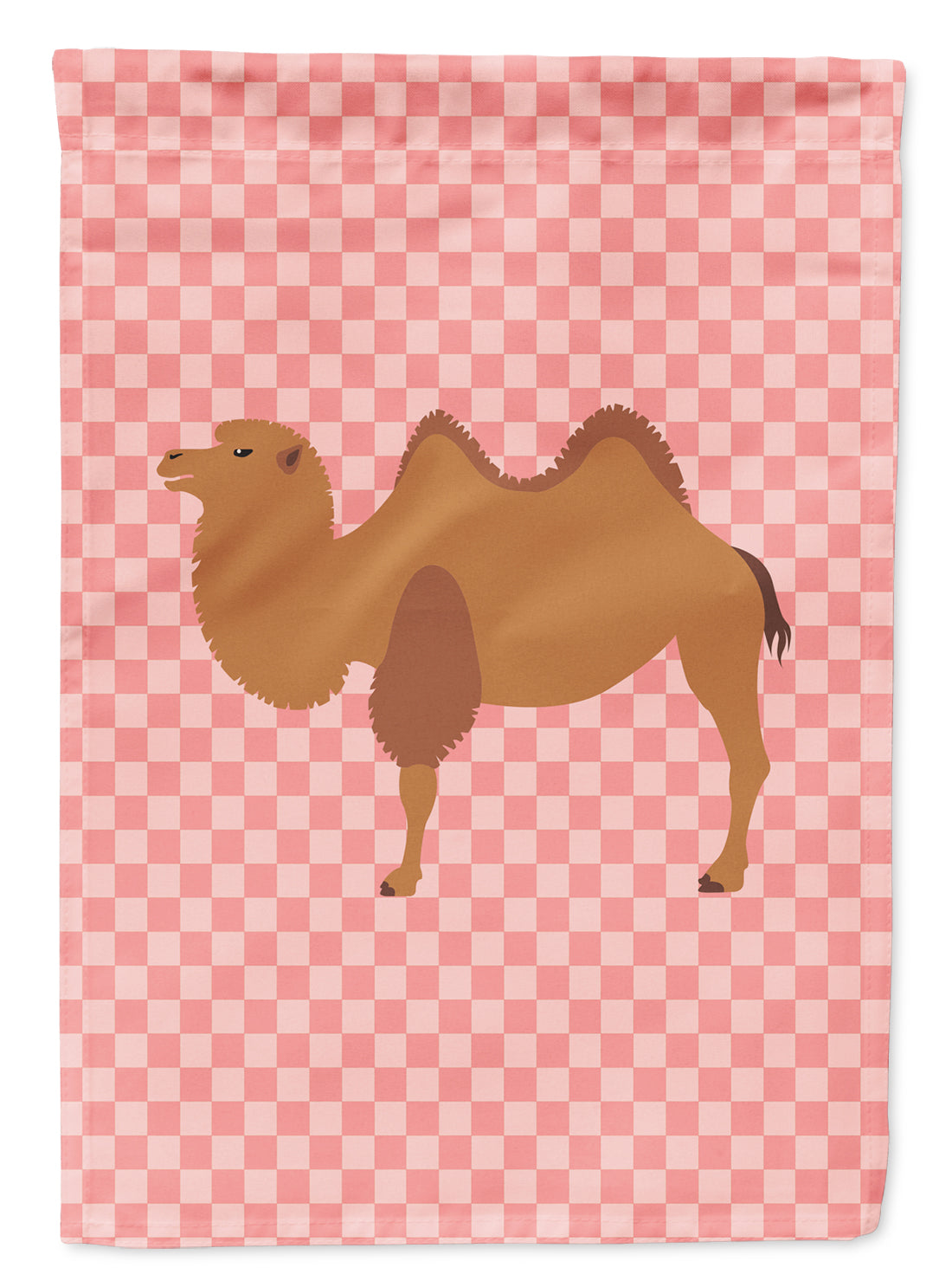 Bactrian Camel Pink Check Flag Garden Size  the-store.com.