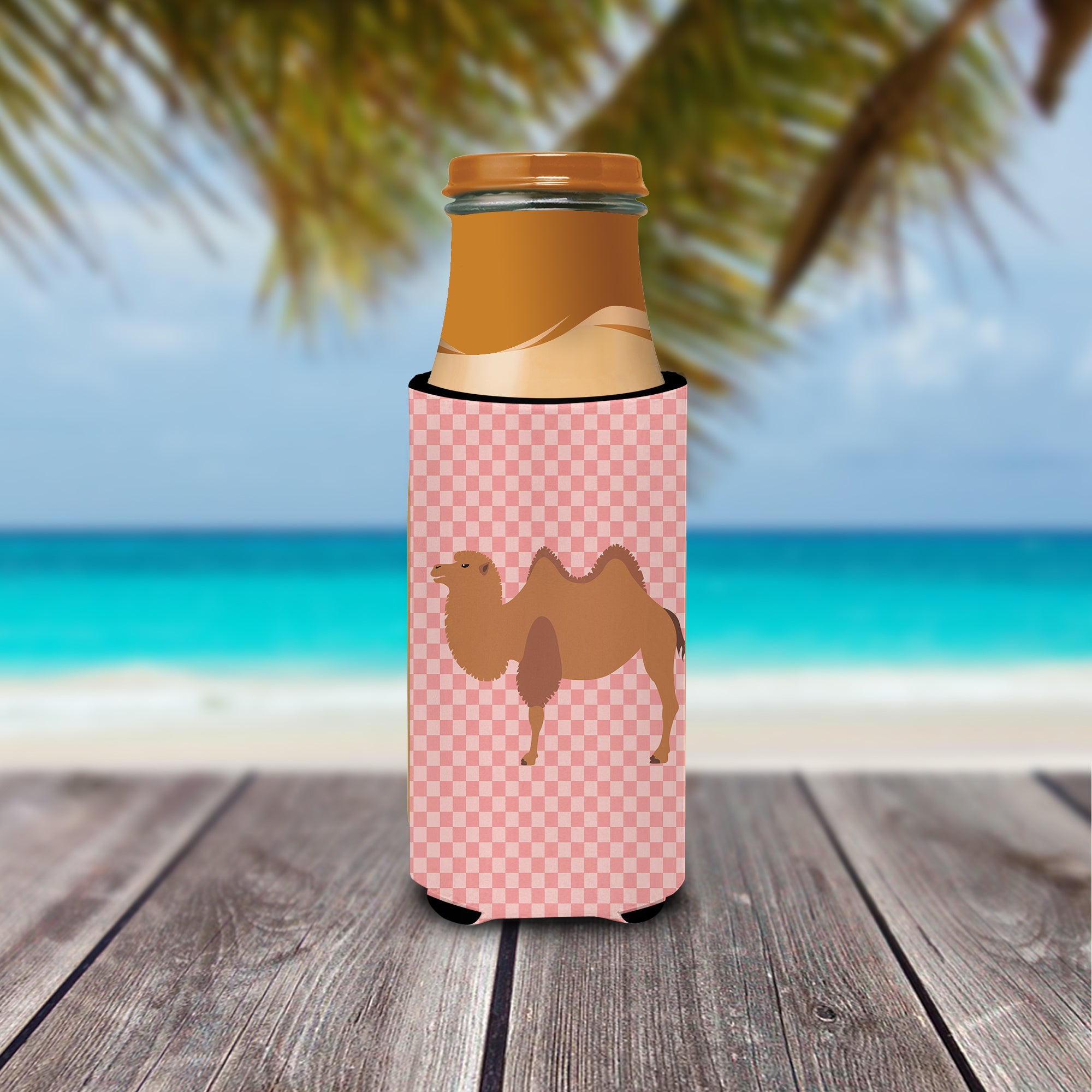 Bactrian Camel Pink Check  Ultra Hugger for slim cans