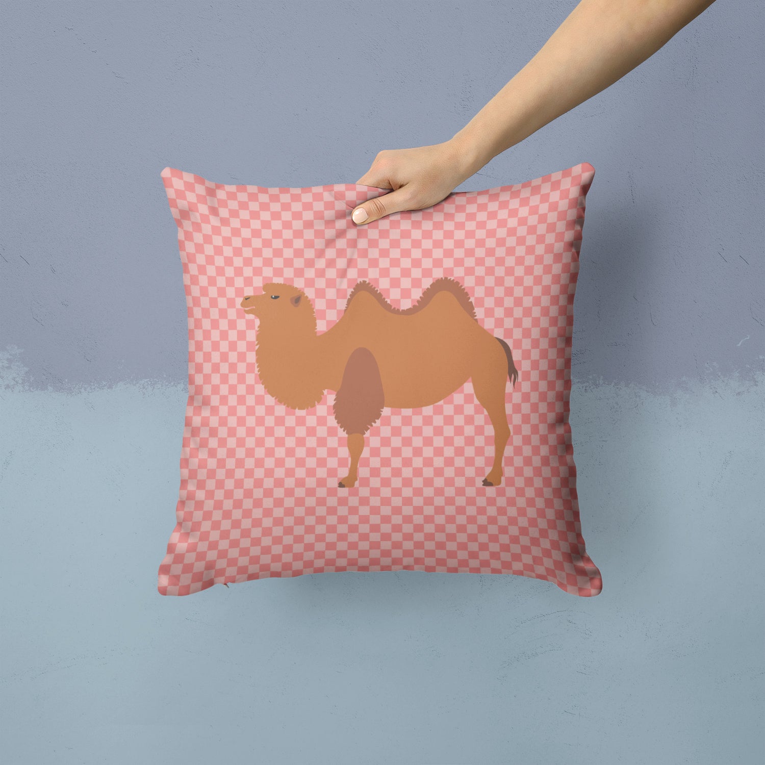 Bactrian Camel Pink Check Fabric Decorative Pillow BB7818PW1414 - the-store.com