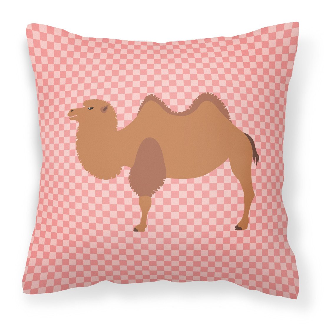 Bactrian Camel Pink Check Fabric Decorative Pillow BB7818PW1818 by Caroline&#39;s Treasures