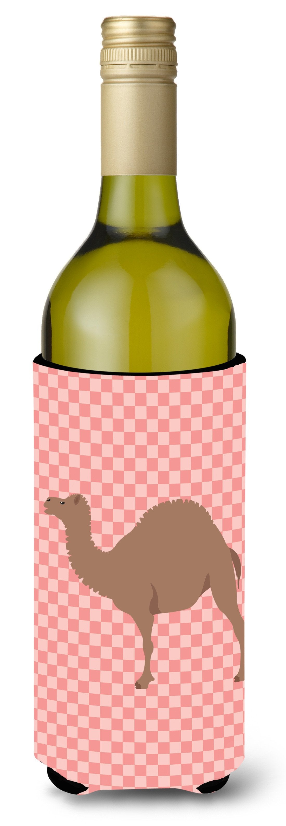 F1 Hybrid Camel Pink Check Wine Bottle Beverge Insulator Hugger BB7819LITERK by Caroline&#39;s Treasures