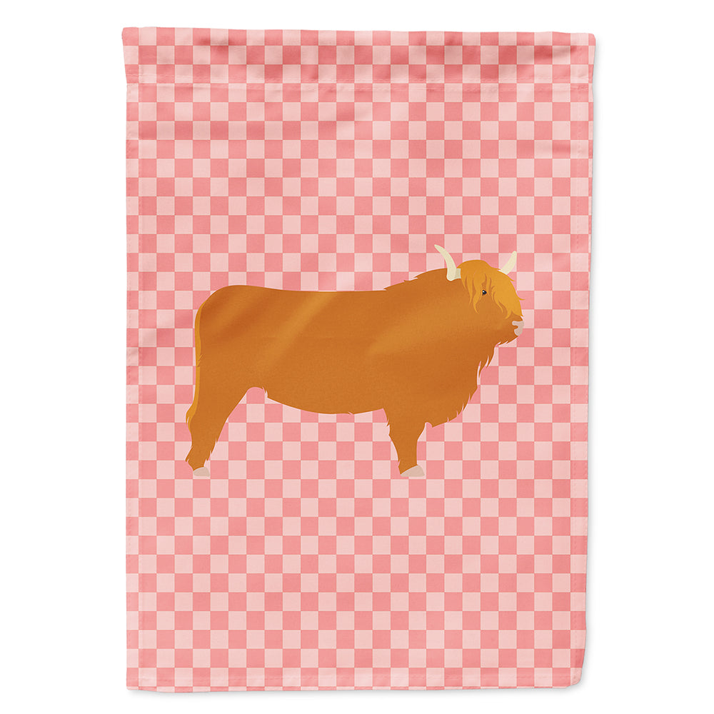 Highland Cow Pink Check Flag Canvas House Size BB7820CHF
