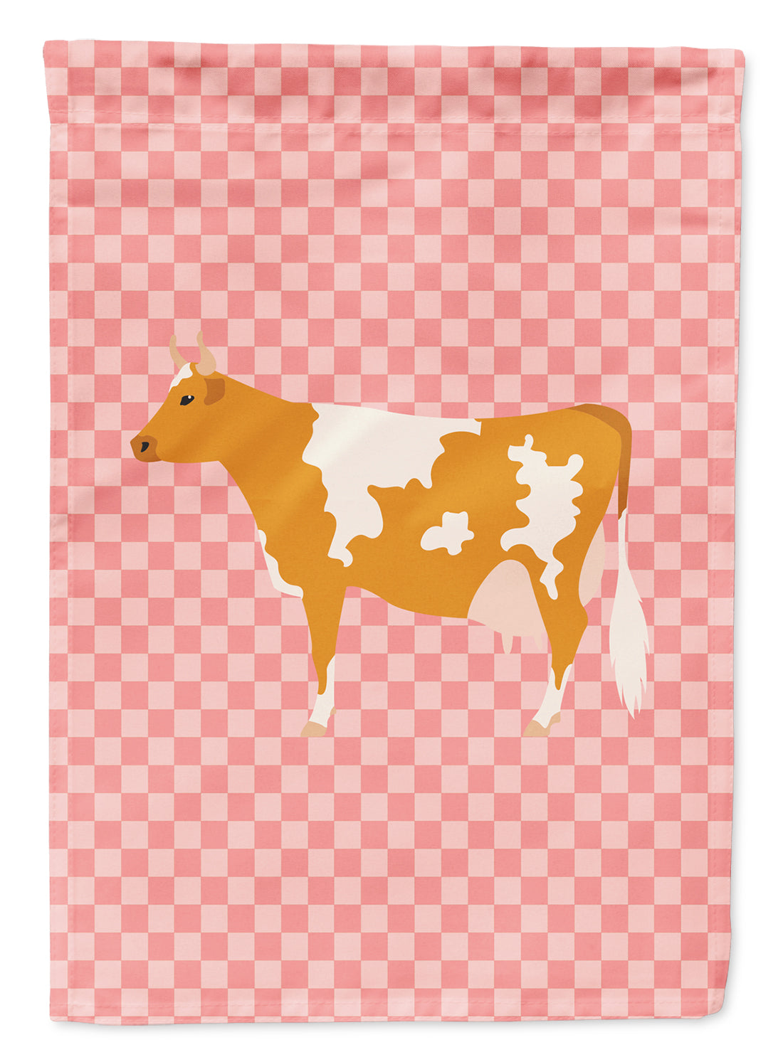 Guernsey Cow Pink Check Flag Garden Size
