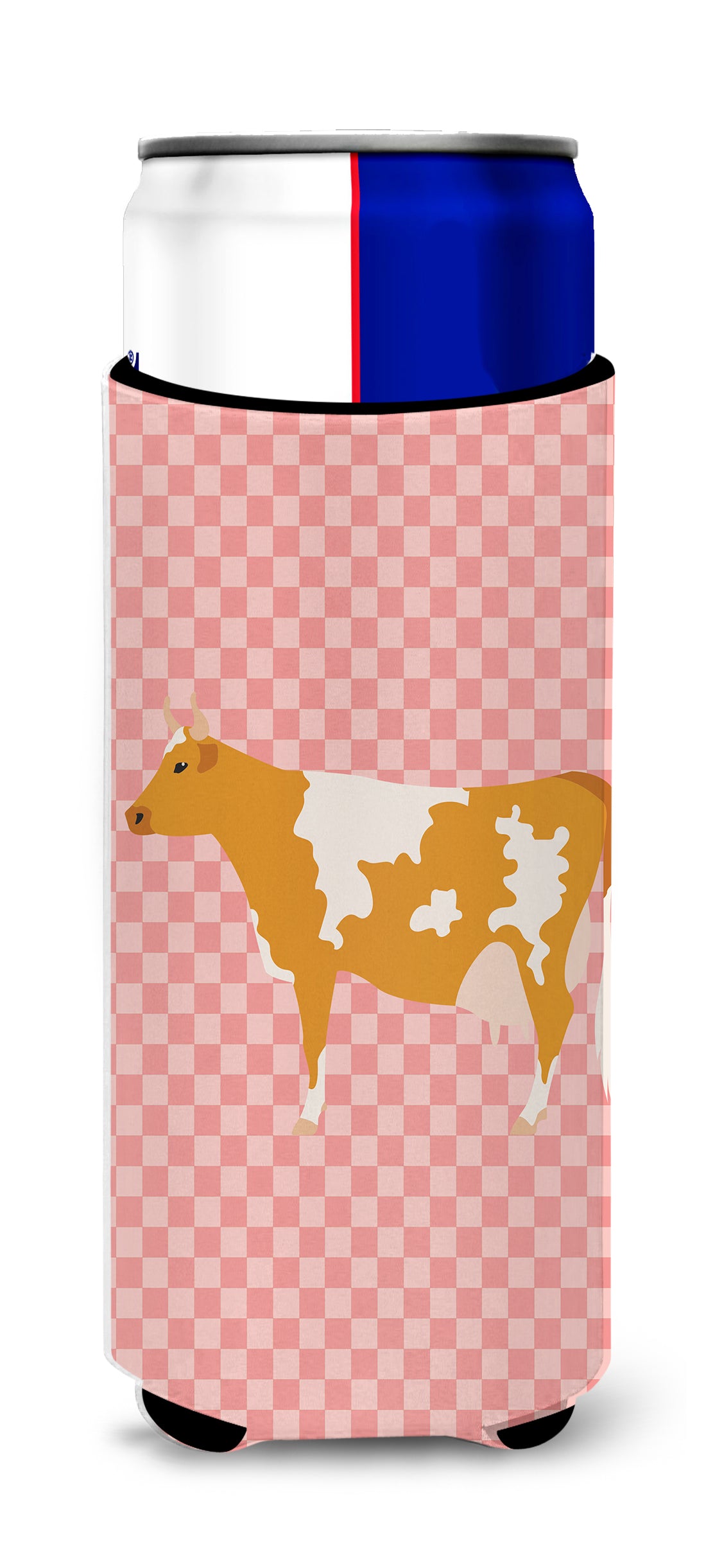 Guernsey Cow Pink Check  Ultra Hugger for slim cans