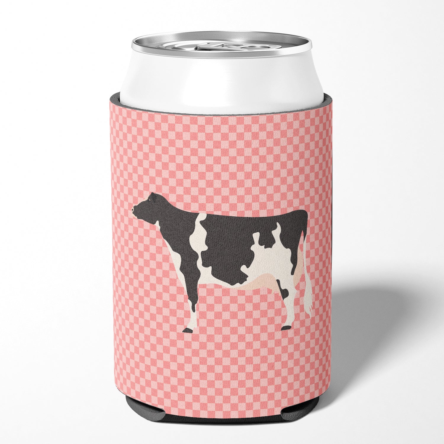 Holstein Cow Pink Check Can or Bottle Hugger