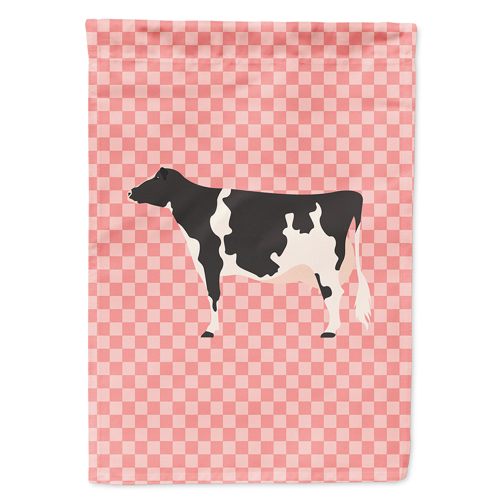 Holstein Cow Pink Check Flag Canvas House Size BB7822CHF