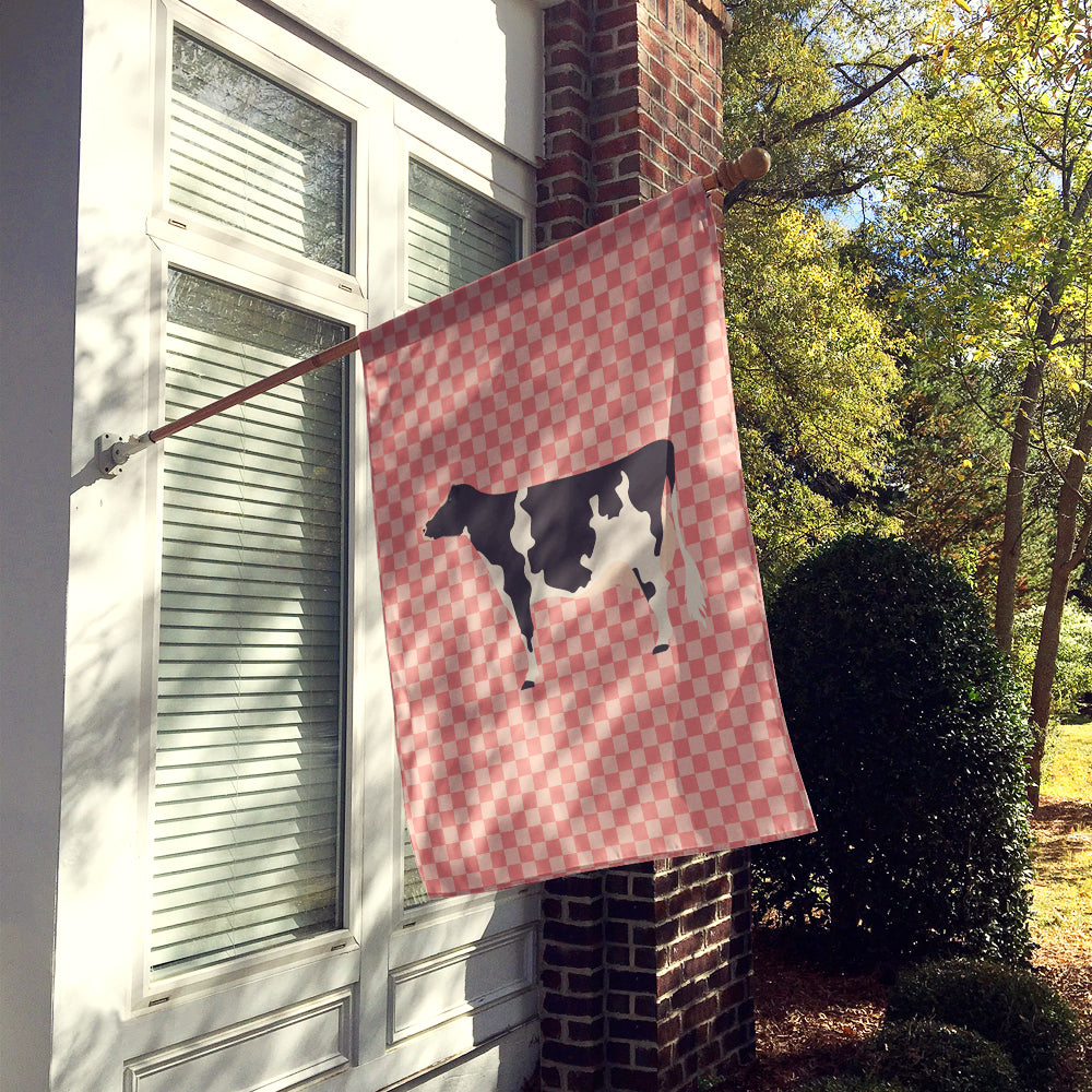 Holstein Cow Pink Check Flag Canvas House Size BB7822CHF