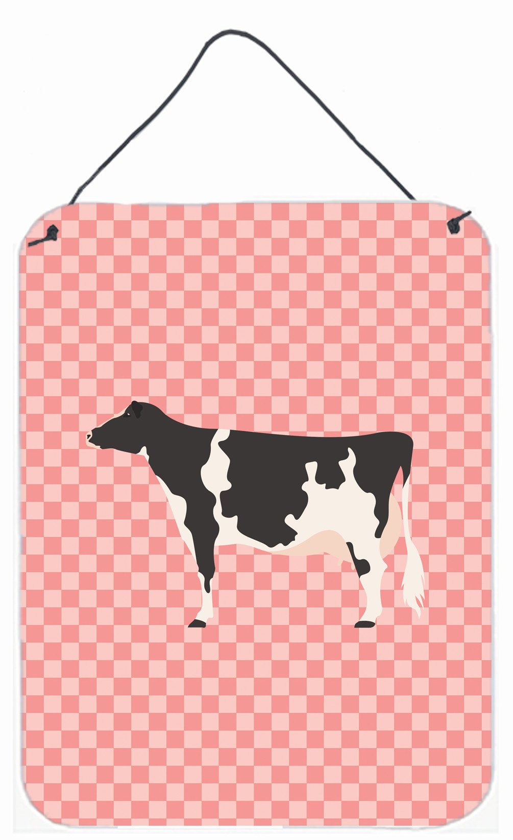 Holstein Cow Pink Check Wall or Door Hanging Prints BB7822DS1216 by Caroline&#39;s Treasures