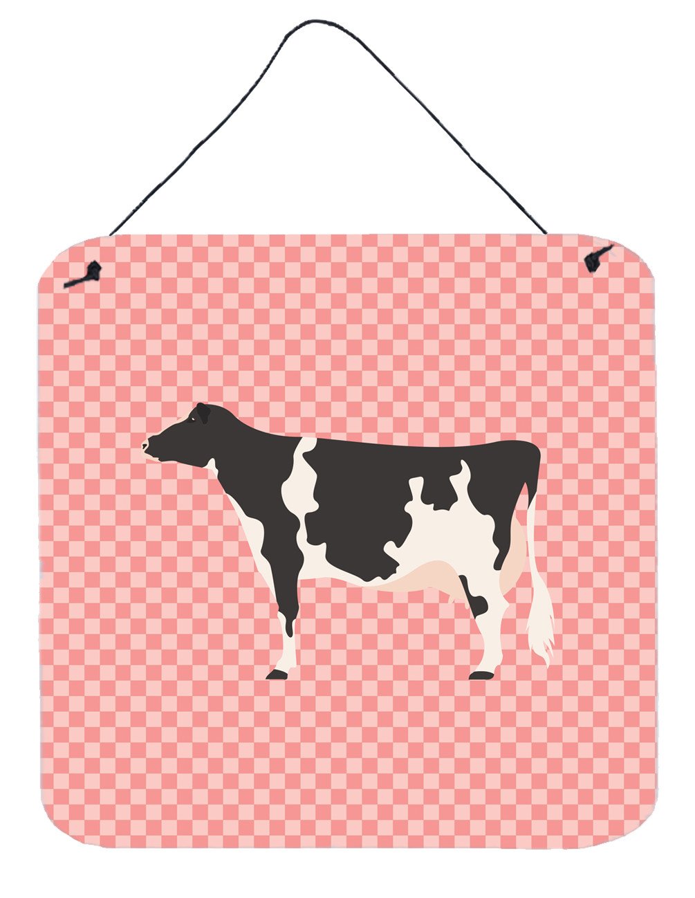 Holstein Cow Pink Check Wall or Door Hanging Prints BB7822DS66 by Caroline&#39;s Treasures