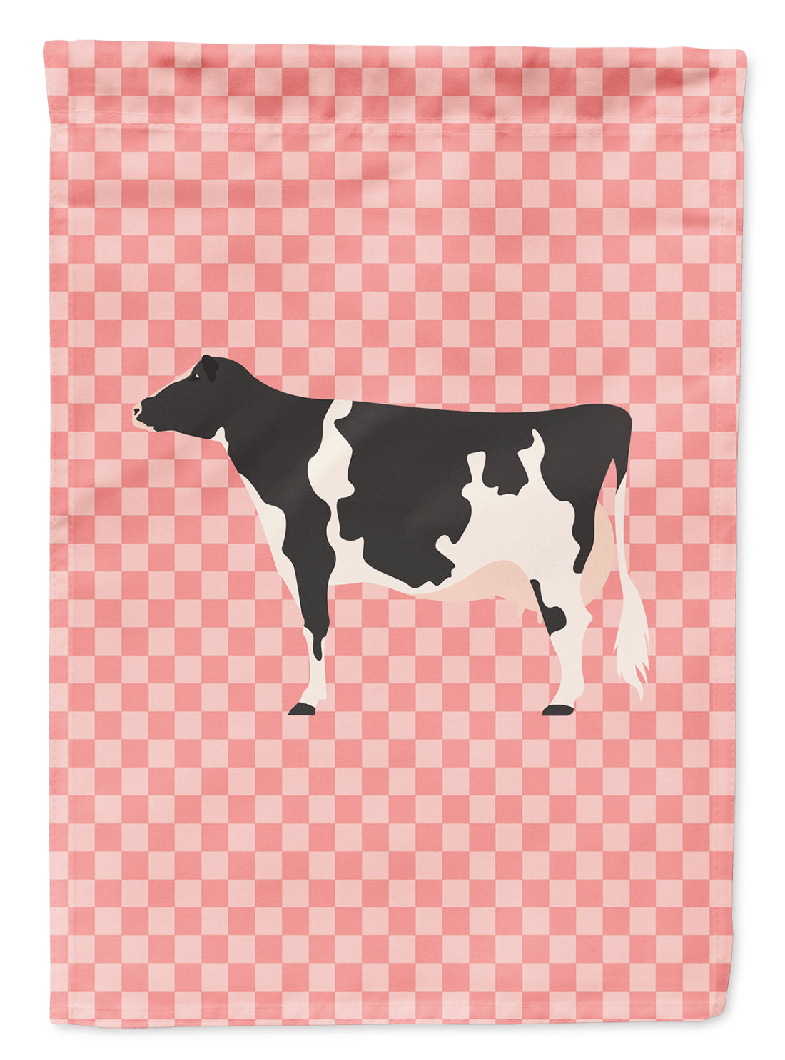 Holstein Cow Pink Check Flag Garden Size