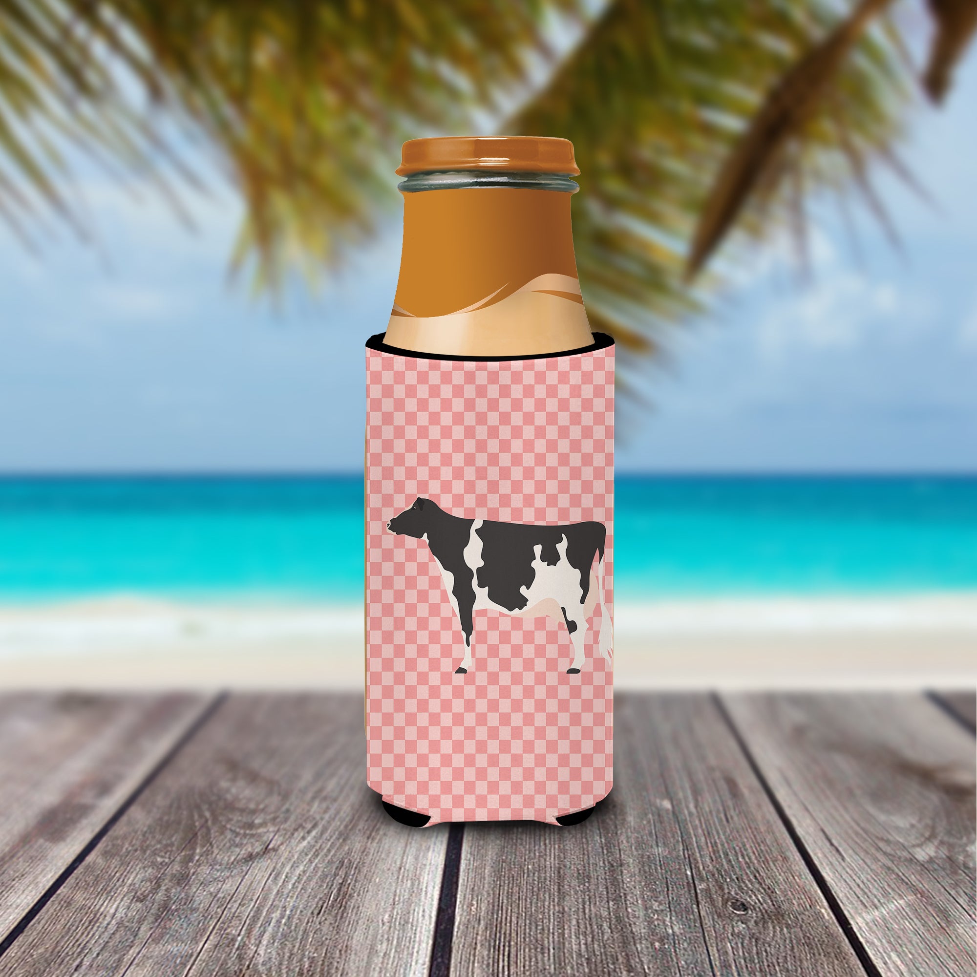 Holstein Cow Pink Check  Ultra Hugger for slim cans