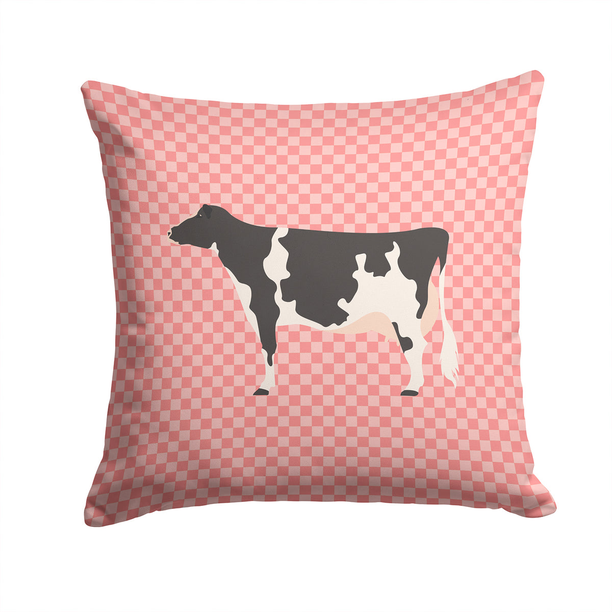 Holstein Cow Pink Check Fabric Decorative Pillow BB7822PW1414 - the-store.com