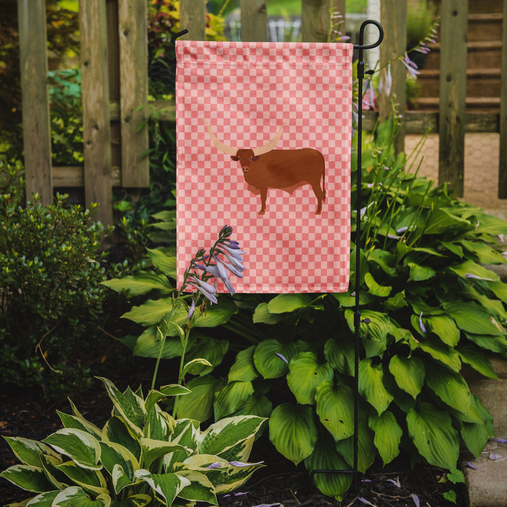 Ankole-Watusu Cow Pink Check Flag Garden Size  the-store.com.
