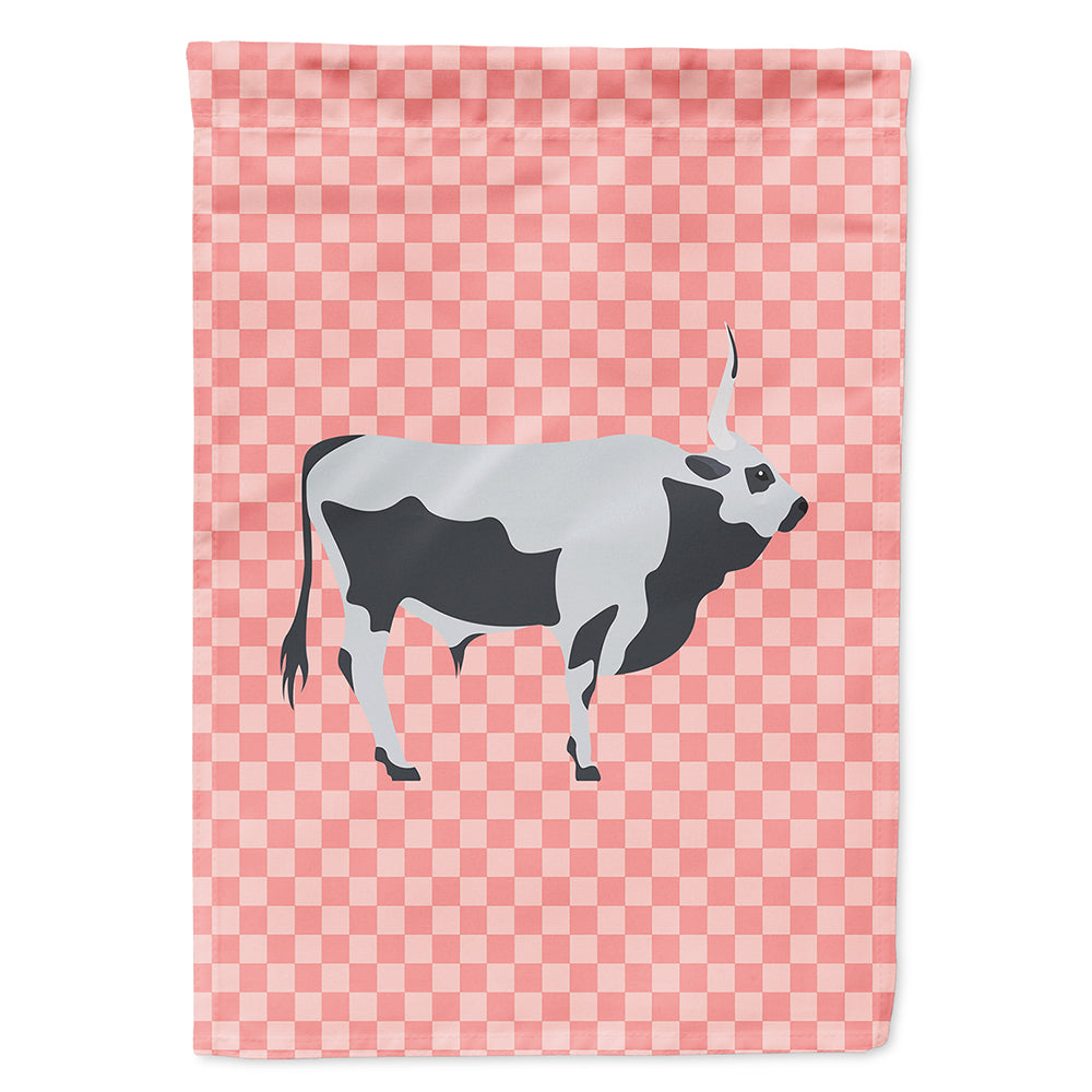 Hungarian Grey Steppe Cow Pink Check Flag Canvas House Size BB7824CHF  the-store.com.