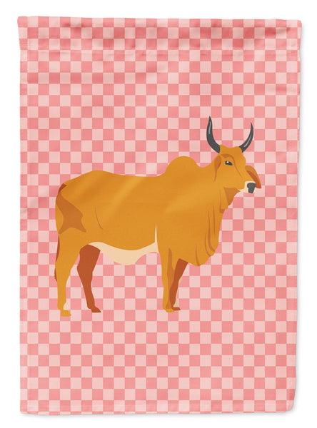 Zebu Indicine Cow Pink Check Flag Garden Size