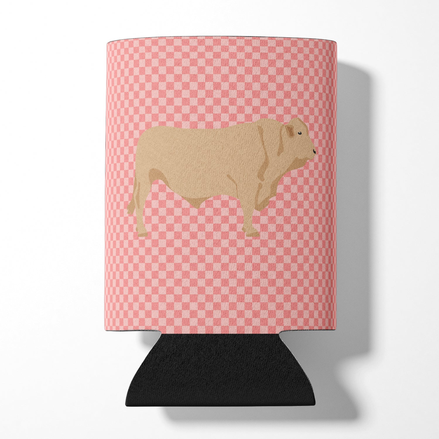 Charolais Cow Pink Check Can or Bottle Hugger BB7826CC  the-store.com.