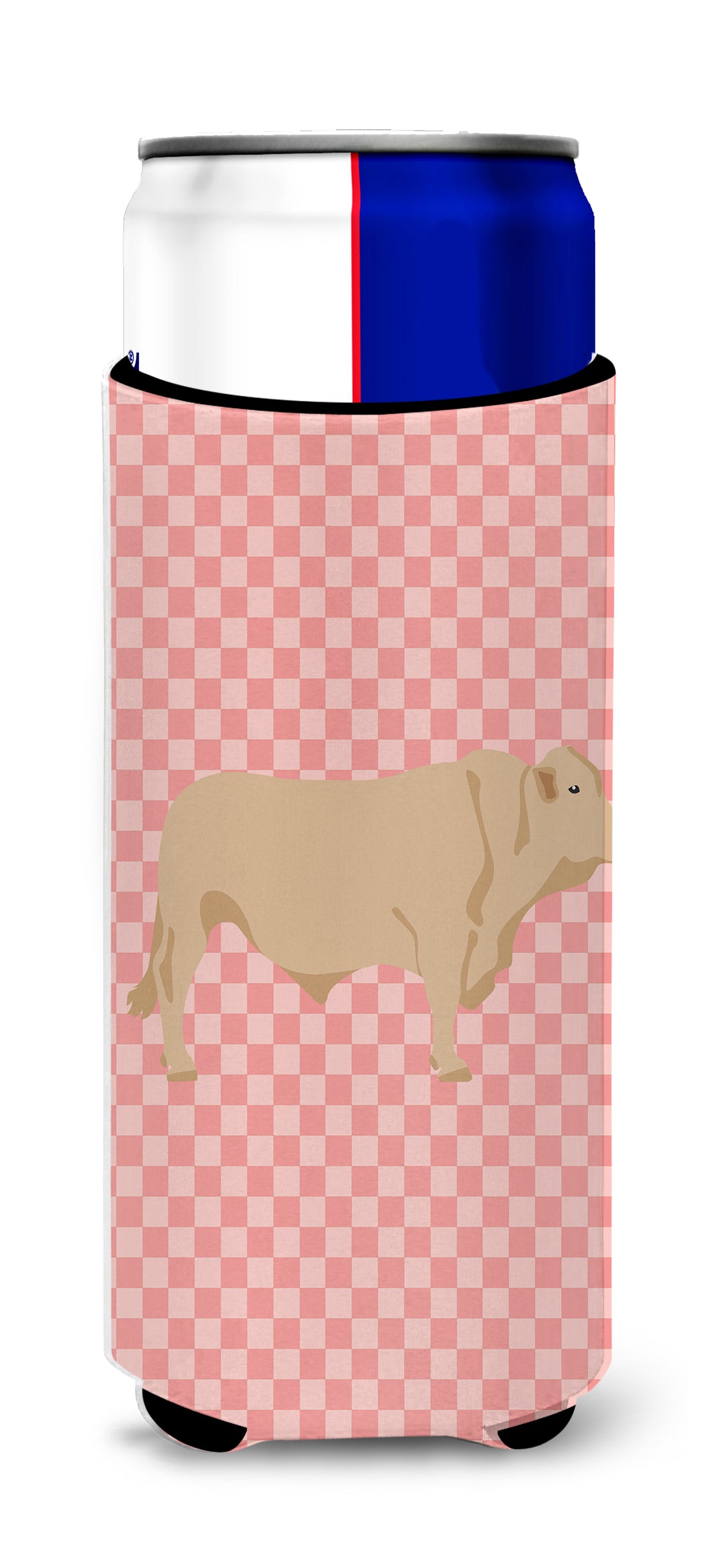 Charolais Cow Pink Check  Ultra Hugger for slim cans  the-store.com.