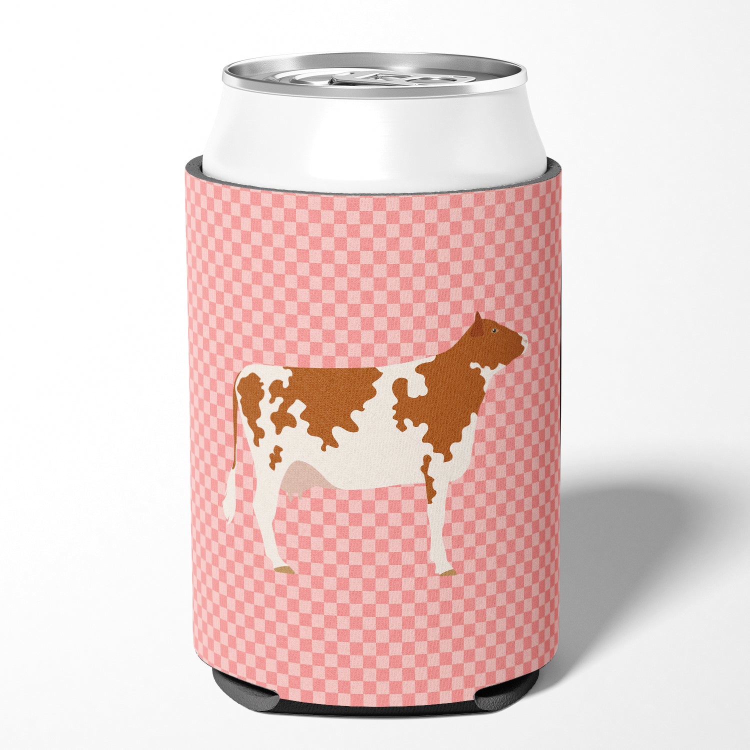 Ayrshire Cow Pink Check Can or Bottle Hugger BB7827CC  the-store.com.