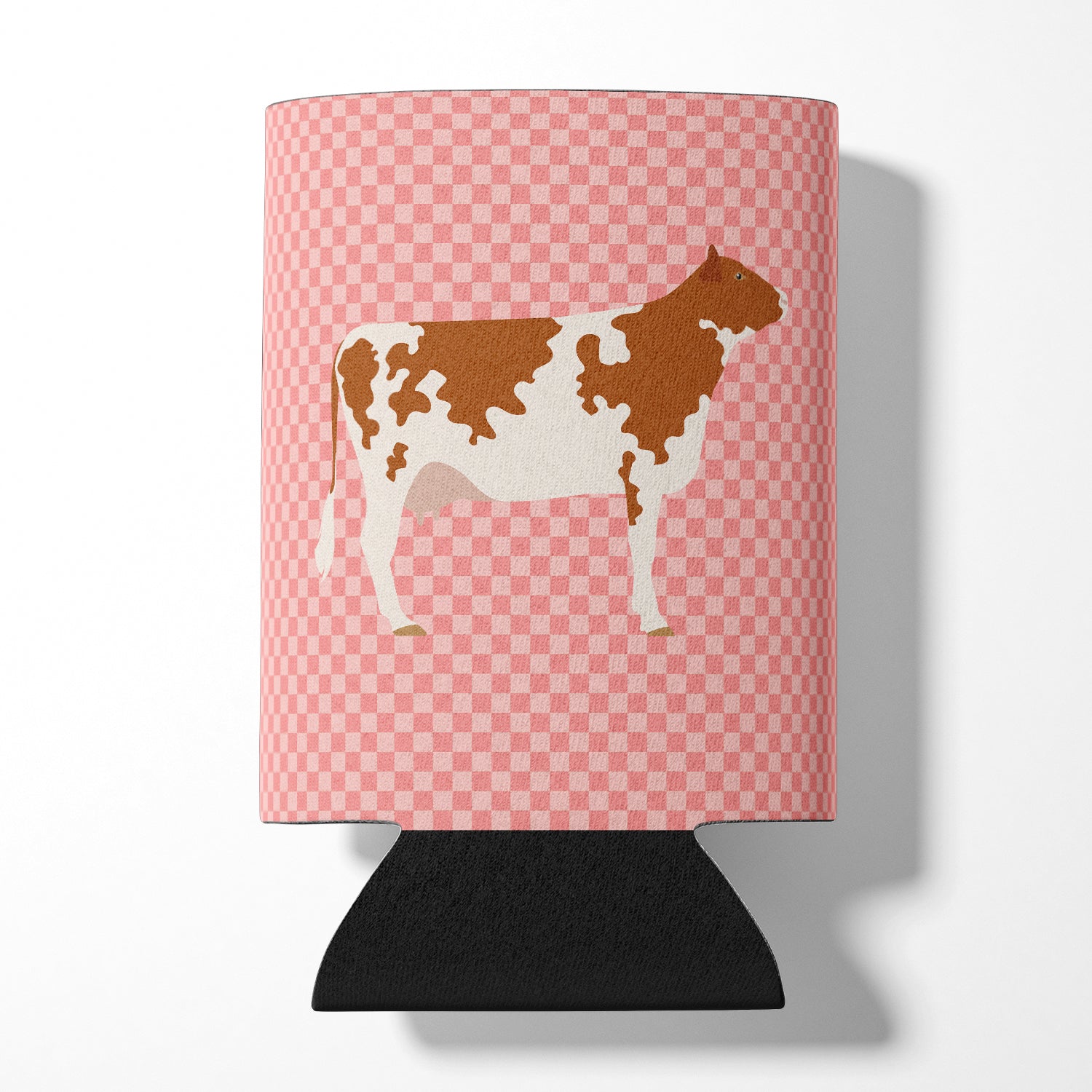 Ayrshire Cow Pink Check Can or Bottle Hugger BB7827CC