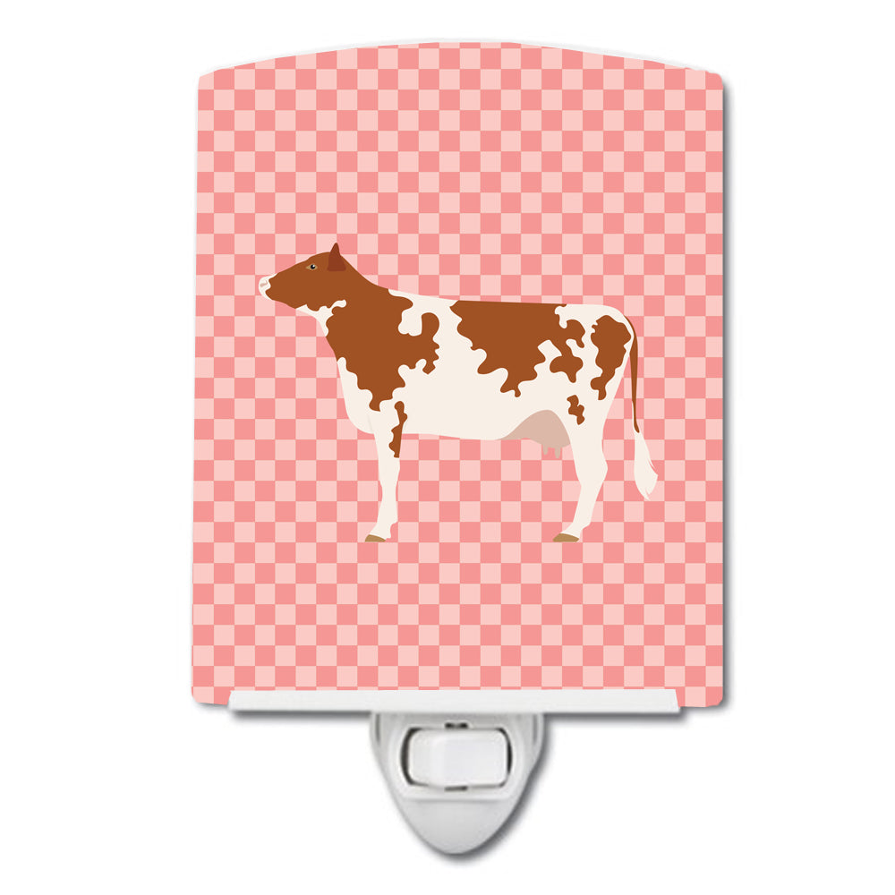 Ayrshire Cow Pink Check Ceramic Night Light BB7827CNL - the-store.com