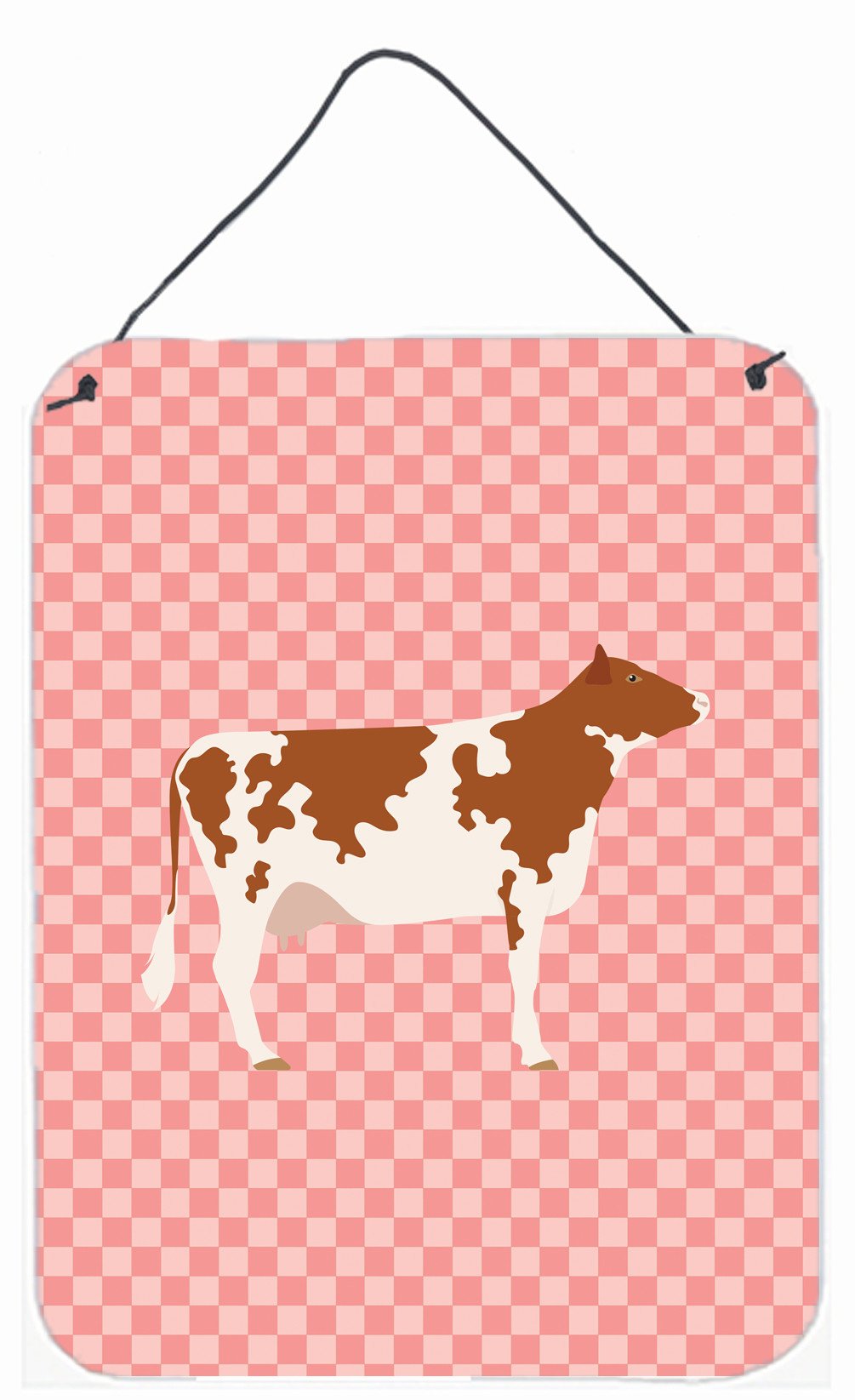 Ayrshire Cow Pink Check Wall or Door Hanging Prints BB7827DS1216 by Caroline&#39;s Treasures