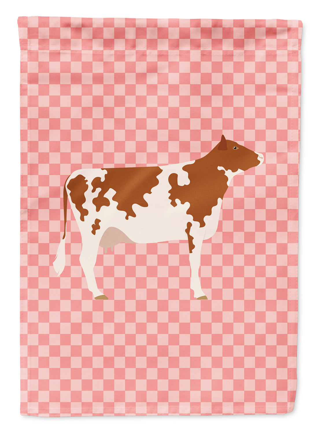 Ayrshire Cow Pink Check Flag Garden Size