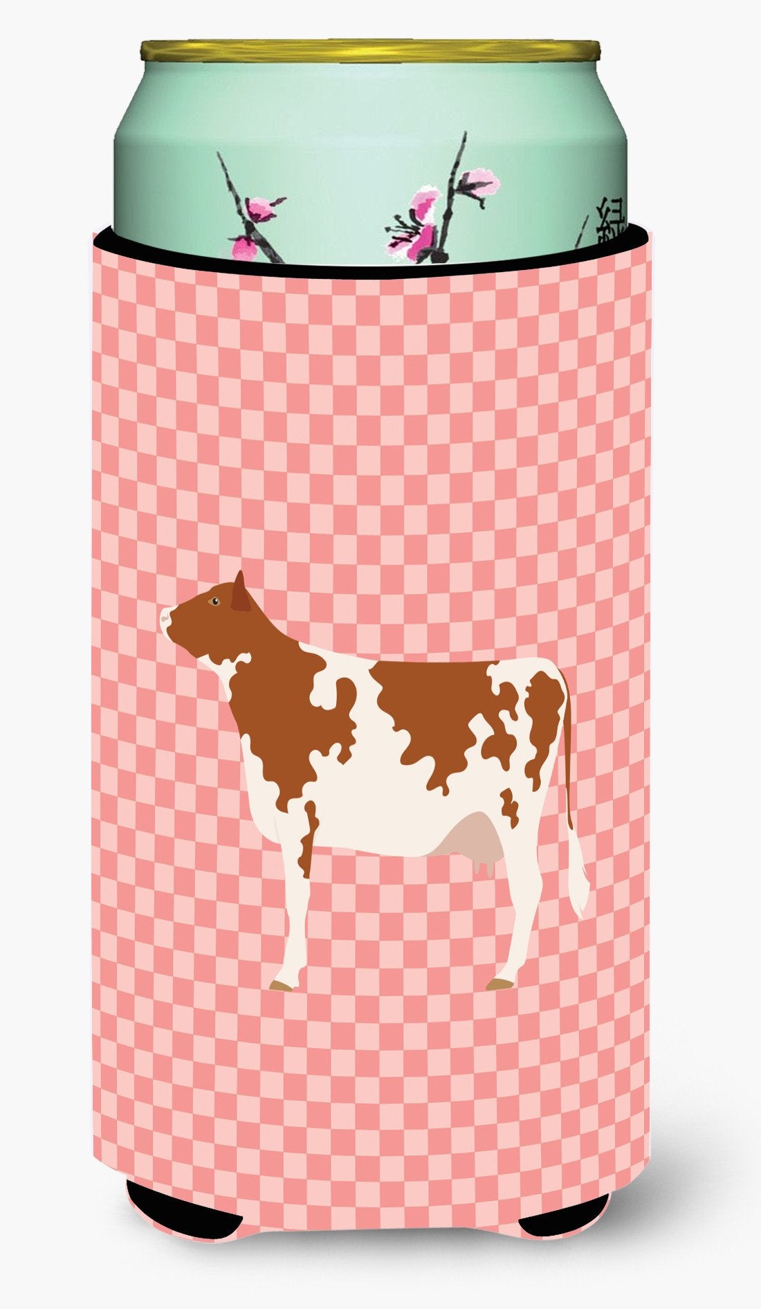 Ayrshire Cow Pink Check Tall Boy Beverage Insulator Hugger BB7827TBC by Caroline&#39;s Treasures