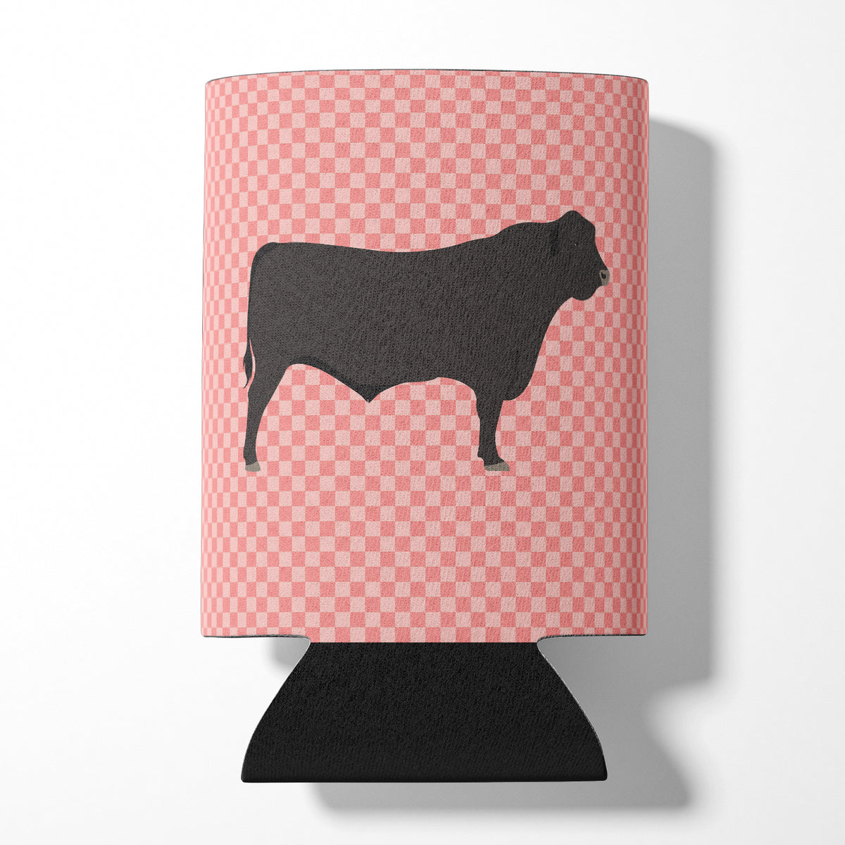 Black Angus Cow Pink Check Can or Bottle Hugger BB7828CC