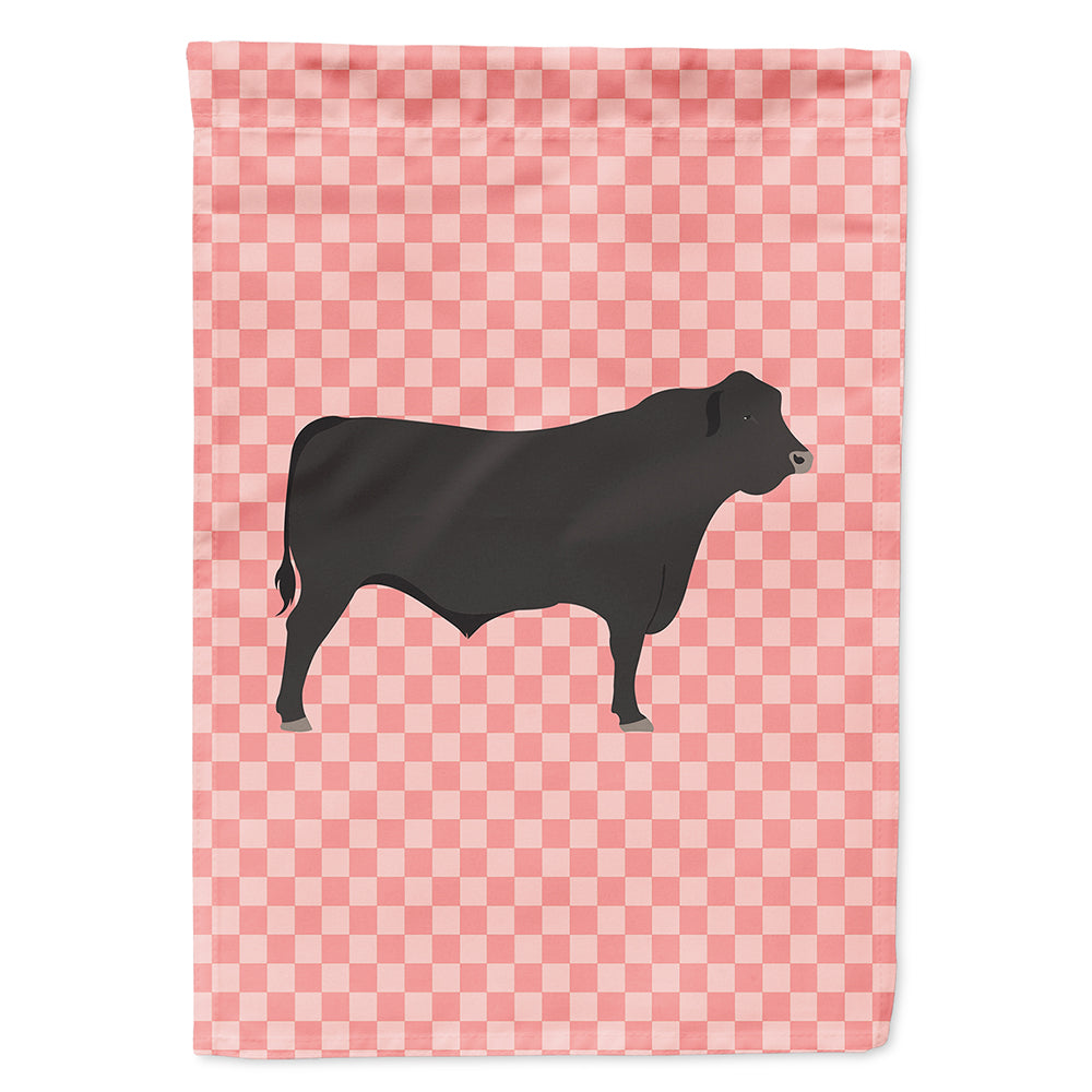 Black Angus Cow Pink Check Flag Canvas House Size BB7828CHF