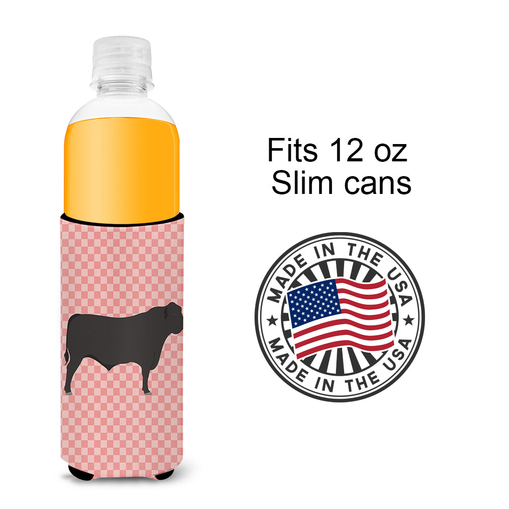 Black Angus Cow Pink Check  Ultra Hugger for slim cans