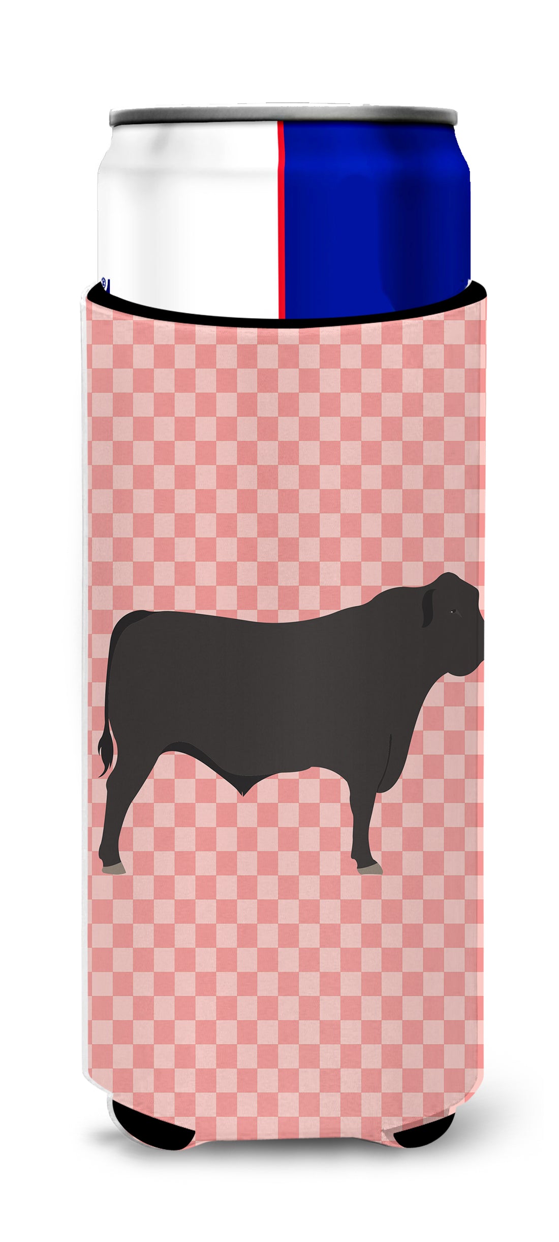 Black Angus Cow Pink Check  Ultra Hugger for slim cans  the-store.com.