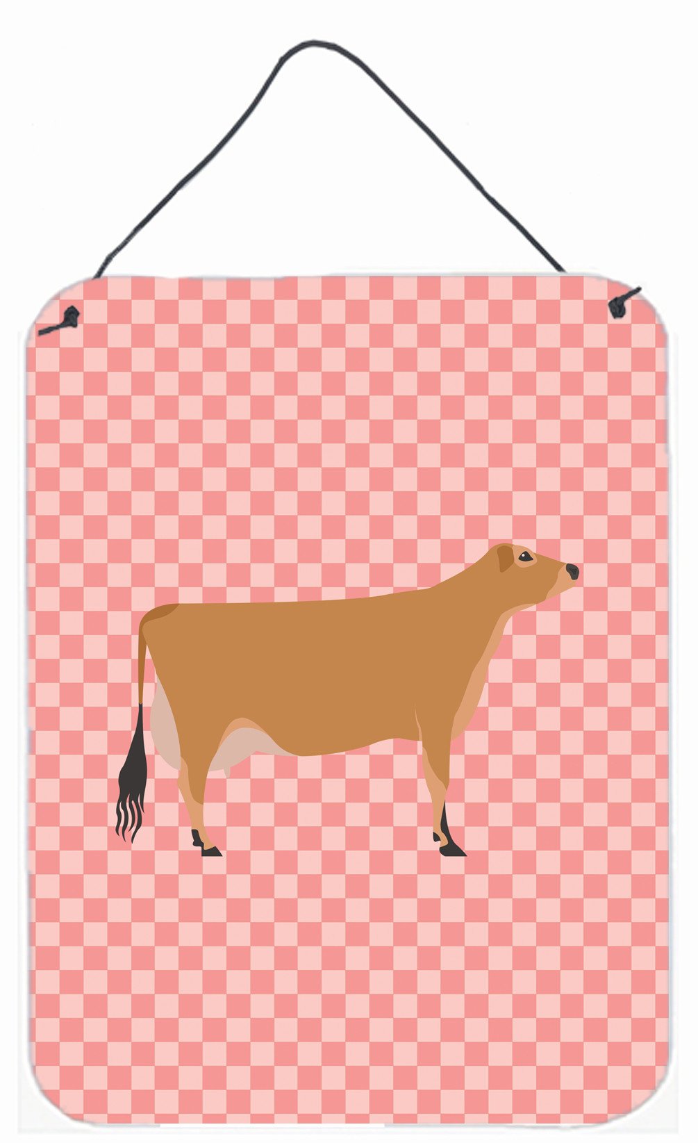 Jersey Cow Pink Check Wall or Door Hanging Prints BB7829DS1216 by Caroline&#39;s Treasures
