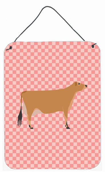 Jersey Cow Pink Check Wall or Door Hanging Prints BB7829DS1216 by Caroline's Treasures